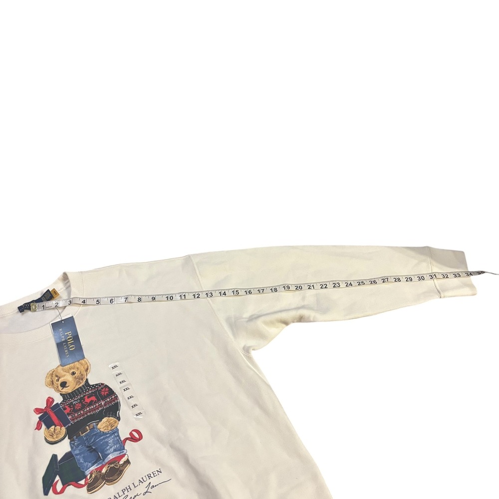 Polo Ralph Lauren Womens XXL White Polo Bear Graphic Crewneck Sweatshirt Holiday - Picture 11 of 11